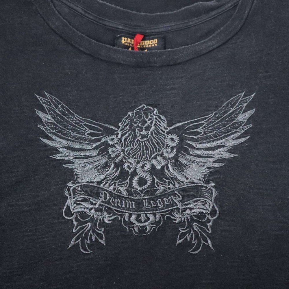 Parasuco Denim Legend Black Embroidered Crest Long‎ Sleeve Top – Y2K Design XL
